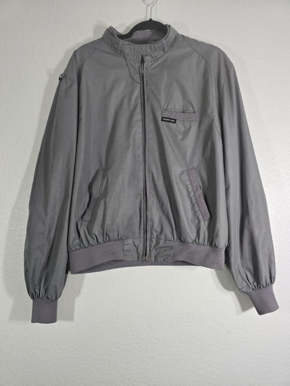 Members Only Vintage Iconic Bomber Jacket Men 44 Gray Full Zip Lined Streetwear
